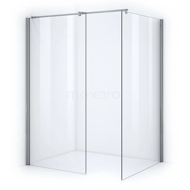 Zircon Comfort Walk-in shower | 120x100 cm Chrome Clear glass 2 fixed walls GW-1012013