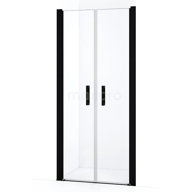 Diamond Shower door | 80 cm Matte black Clear glass Bi-fold door DDE1040410MBN