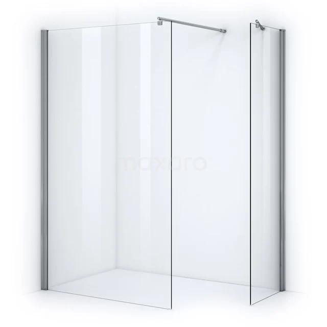 Transparente Glas-Duschwand, Eckmodell mit minimalistischem Design und Aluminium-Profilen, ideal für ein modernes Badezimmer.