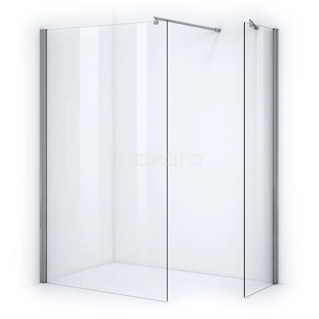 Transparente Glas-Duschwand, Eckmodell mit minimalistischem Design und Aluminium-Profilen, ideal für ein modernes Badezimmer.