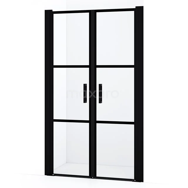 Diamond Shower door | 110 cm Matte black Clear with black stripes Bi-fold door DDE10505218MBN