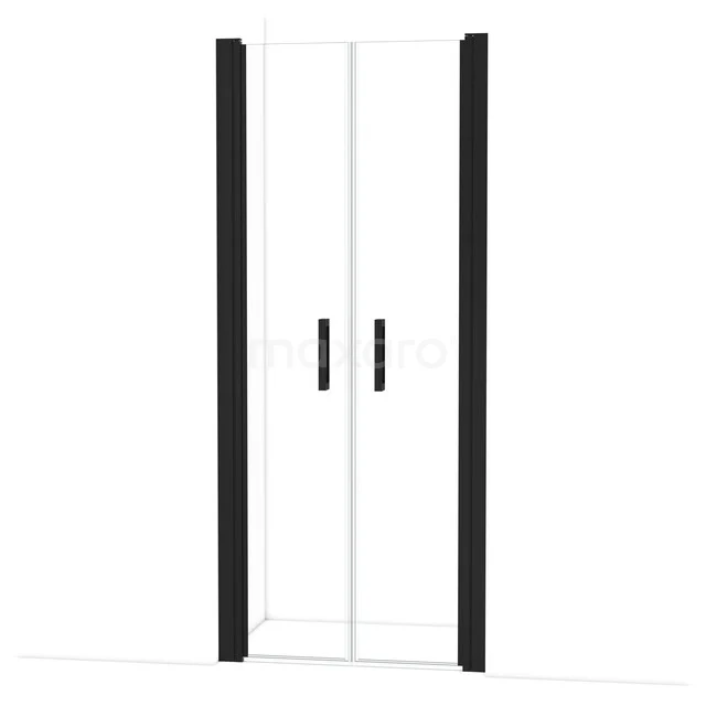 Diamond Shower door | 90 cm Matte black Clear glass Bi-fold door DDE1045045110MBN