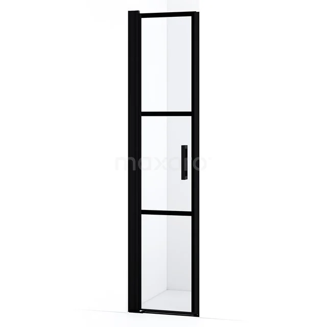 Diamond Shower door | 40 cm Matte black Clear with black stripes Pivot door DDA10418LMBN