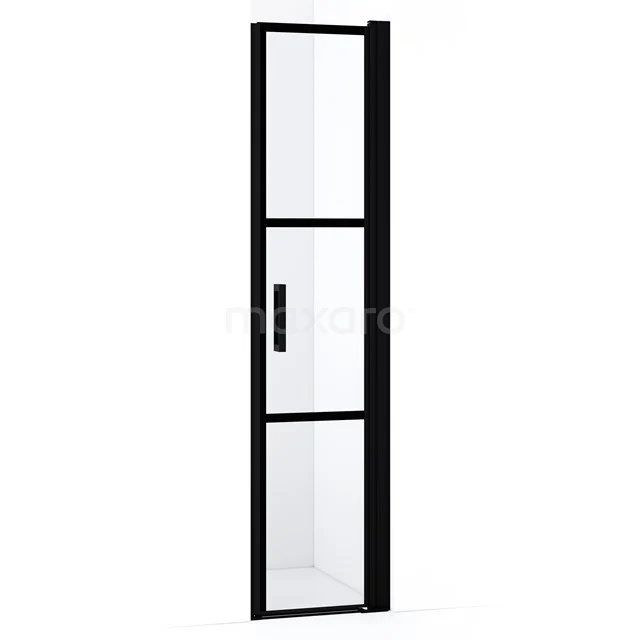 Diamond Shower door | 40 cm Matte black Clear with black stripes Pivot door DDA10418RMBN