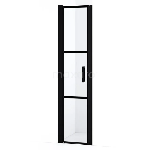 Diamond Shower door | 45 cm Matte black Clear with black stripes Pivot door DDA10428LMBN