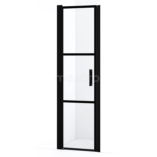 Diamond Duschtür | 55 cm Matt Schwarz Klar mit schwarzen Streifen Drehtür DDA10528LMBN