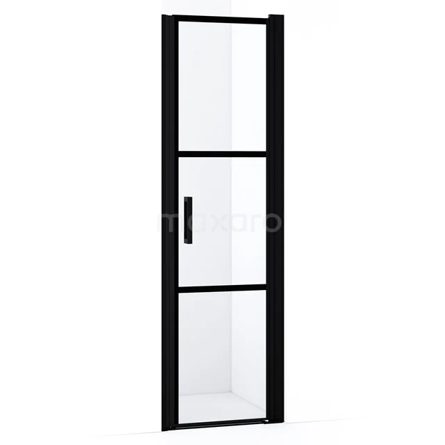 Diamond Shower door | 55 cm Matte black Clear with black stripes Pivot door DDA10528RMBN