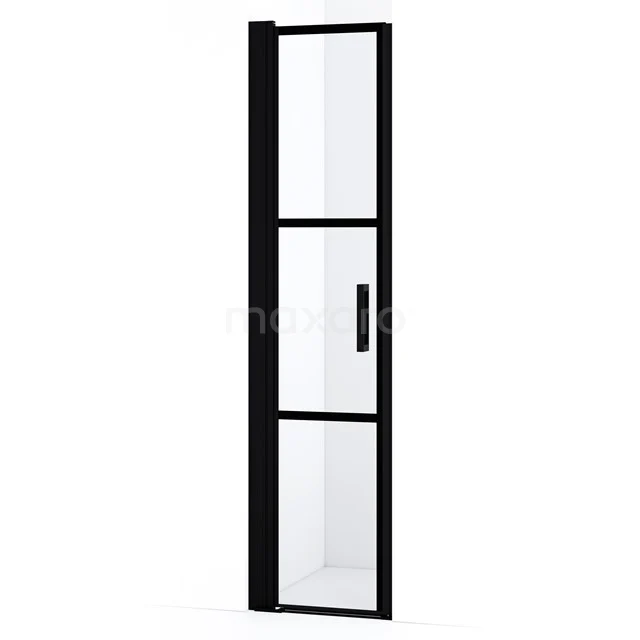 Diamond Shower door | 45 cm Matte black Clear with black stripes Pivot door DDA104118LMBN