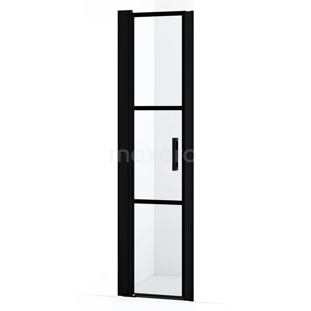 Diamond Shower door | 50 cm Matte black Clear with black stripes Pivot door DDA104228LMBN