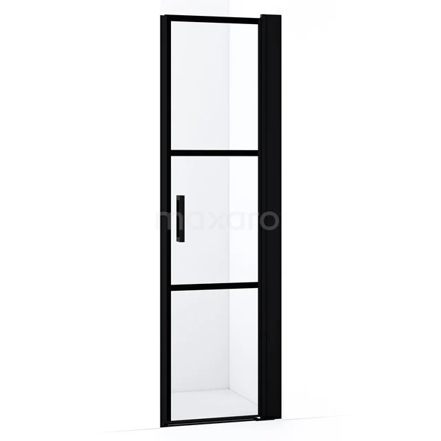 Diamond Duschtür | 60 cm Matt Schwarz Klar mit schwarzen Streifen Drehtür DDA105218RMBN