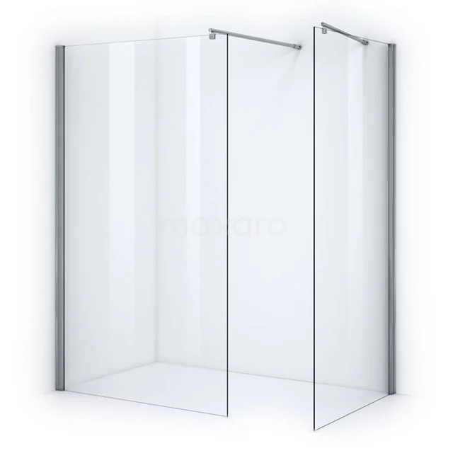 Zircon Comfort Walk-in shower | 120x100 cm Chrome Clear glass 2 fixed walls GW-1210014