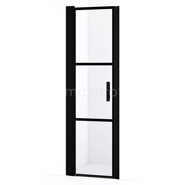 Diamond Duschtür | 60 cm Matt Schwarz Klar mit schwarzen Streifen Drehtür DDA105228LMBN