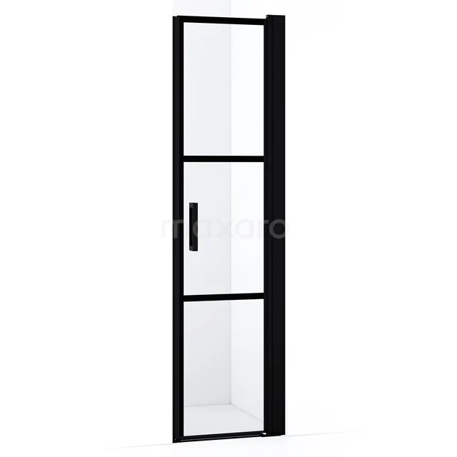 Diamond Duschtür | 50 cm Matt Schwarz Klar mit schwarzen Streifen Drehtür DDA1045118RMBN