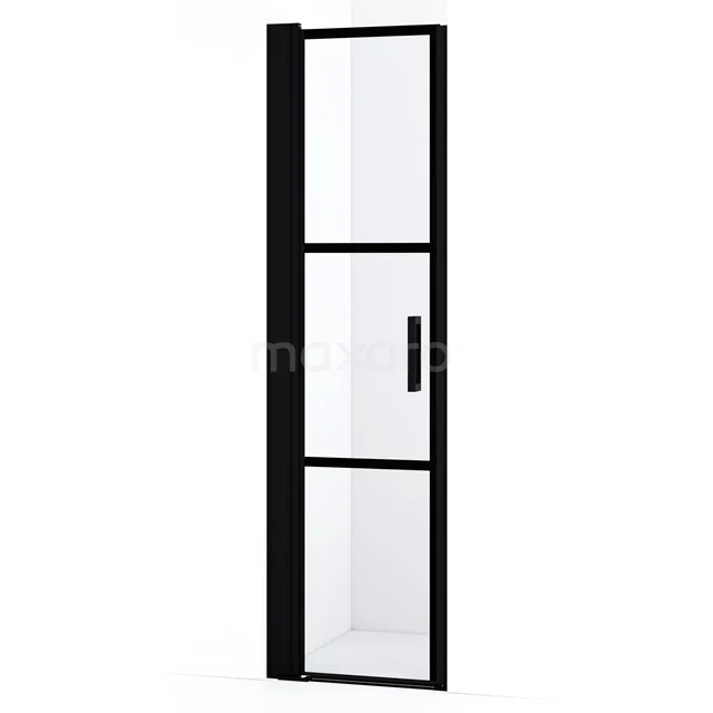 Diamond Duschtür | 55 cm Matt Schwarz Klar mit schwarzen Streifen Drehtür DDA1045218LMBN