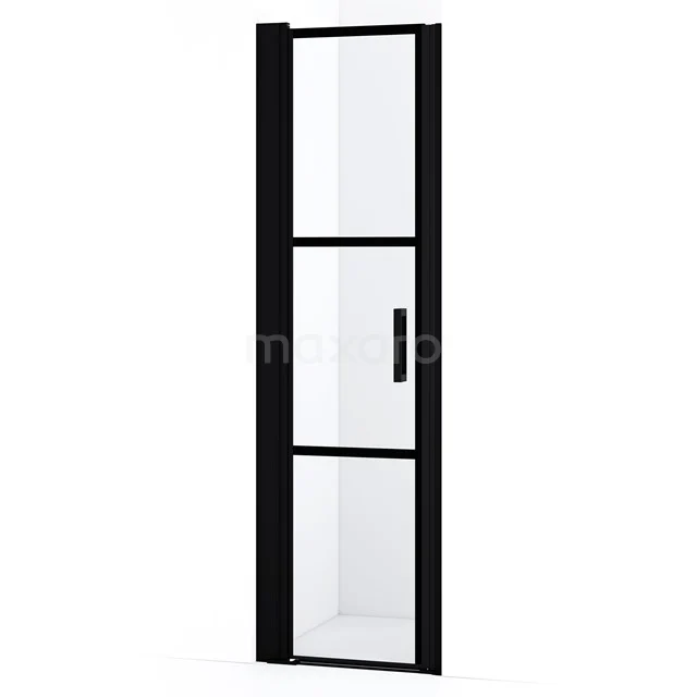 Diamond Shower door | 55 cm Matte black Clear with black stripes Pivot door DDA1045228LMBN