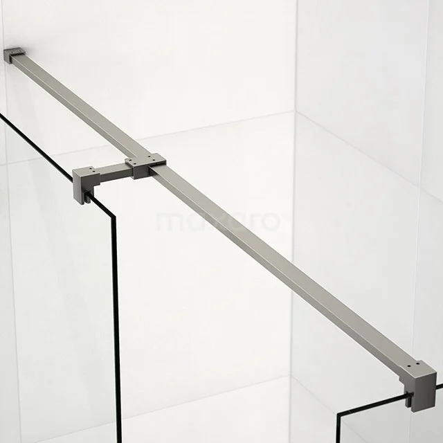 Matte Edelstahl Duschwandstabilisator, quadratische Form, geeignet für Glas Duschwände, zeitgemäßes Badezimmeraccessoire.