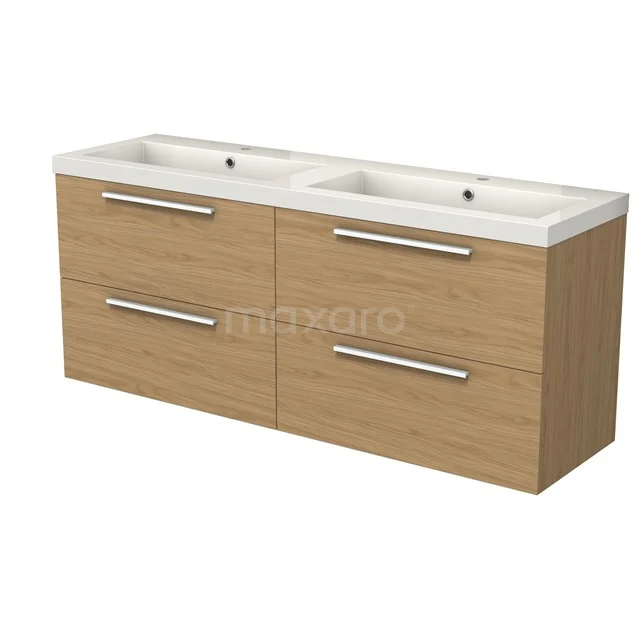 Modulo Waschtische | 160 cm Natürliches Furnier Flach front Mineralguss 4 Schubladen BMW18-01269