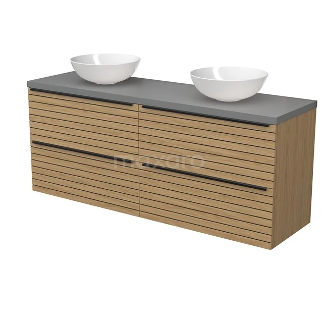 Modulo Plato Badmöbel mit Aufsatzwaschbecken | 160 cm Natürliches Furnier Streifen front Dunkelgrau blatt 4 Schubladen BMK18-02229 Modulo Plato Badmöbel mit Aufsatzwaschbecken | 160 cm Natürliches Furnier Streifen front Dunkelgrau blatt 4 Schubladen BMK18-02229