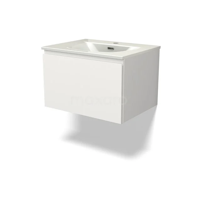 Modulo Vanity units with basin | 60 cm Matte white Handle-less front Ceramic 1 drawer BMW11-04794
