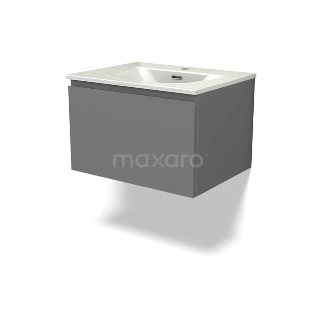 Modulo Vanity units with basin | 60 cm Mid grey Handle-less front Ceramic 1 drawer BMW11-04806