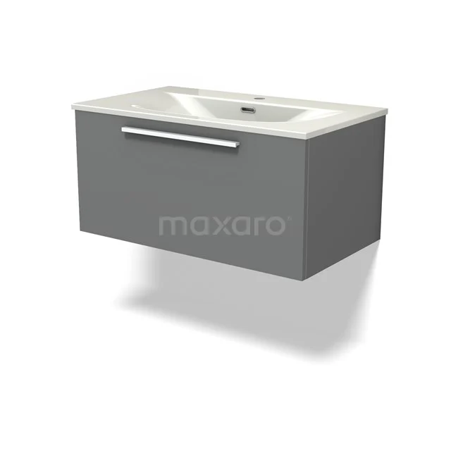 Modulo Vanity units with basin | 80 cm Mid grey Flat front Ceramic 1 drawer BMW11-04807