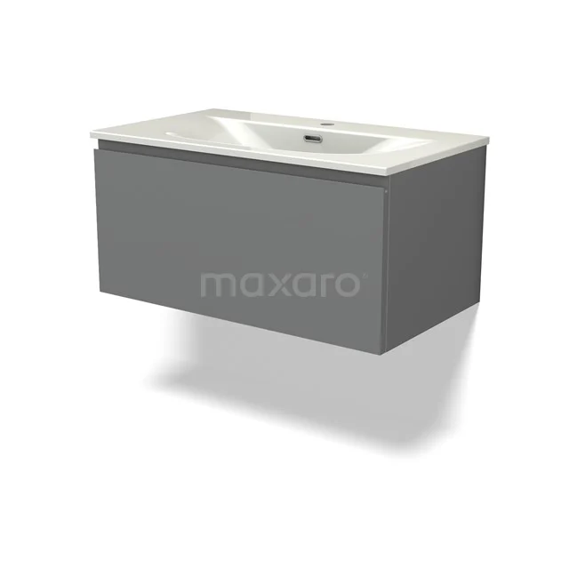 Modulo Vanity units with basin | 80 cm Mid grey Handle-less front Ceramic 1 drawer BMW11-04809