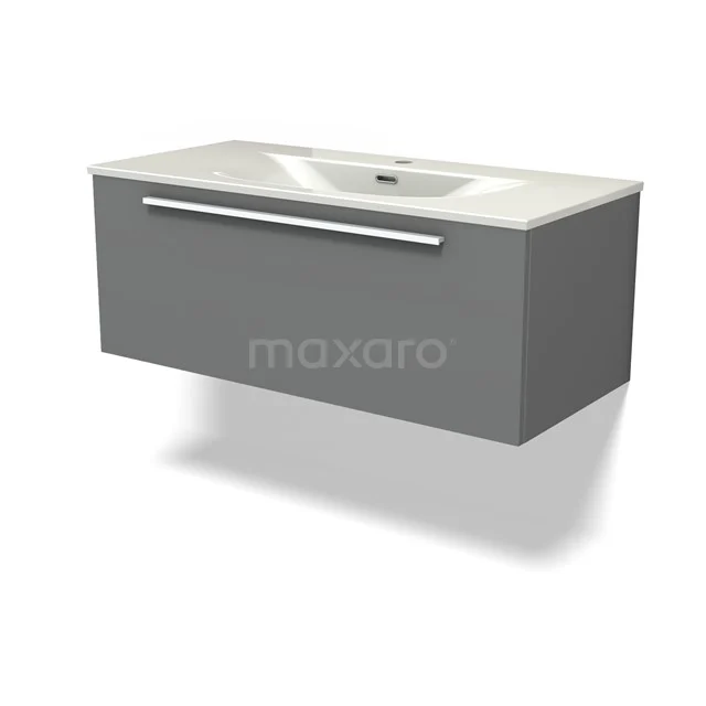 Modulo Vanity units with basin | 100 cm Mid grey Flat front Ceramic 1 drawer BMW11-04810