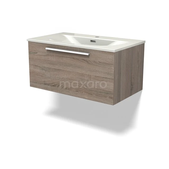 Modulo Vanity units with basin | 80 cm Oak Flat front Ceramic 1 drawer BMW11-04818