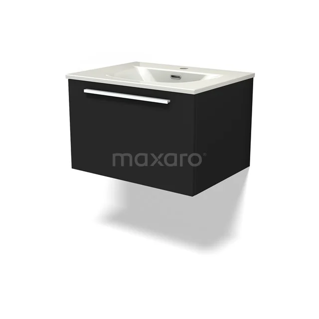 Modulo Vanity units with basin | 60 cm Matte black Flat front Ceramic 1 drawer BMW11-04824