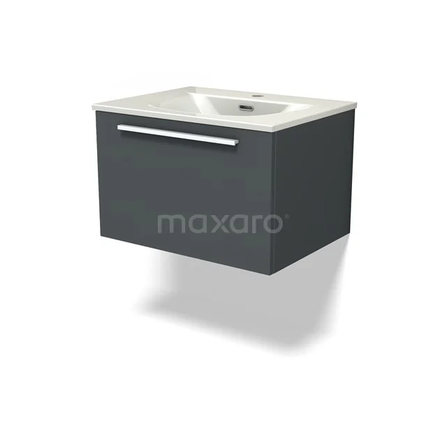 Modulo Vanity units with basin | 60 cm Dark grey Flat front Ceramic 1 drawer BMW11-04848