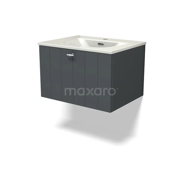 Modulo Vanity units with basin | 60 cm Dark grey Slat front Ceramic 1 drawer BMW11-04849