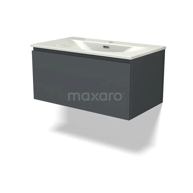 Modulo Vanity units with basin | 80 cm Dark grey Handle-less front Ceramic 1 drawer BMW11-04853