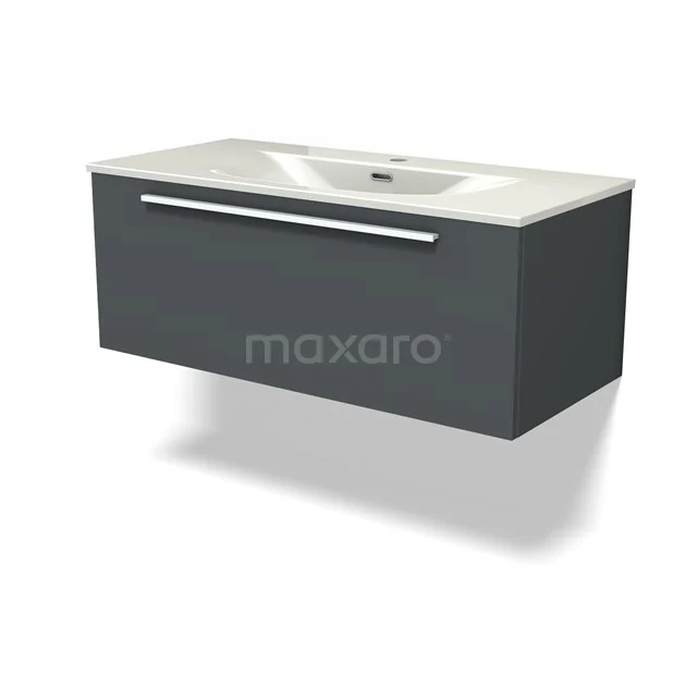 Modulo Vanity units with basin | 100 cm Dark grey Flat front Ceramic 1 drawer BMW11-04854