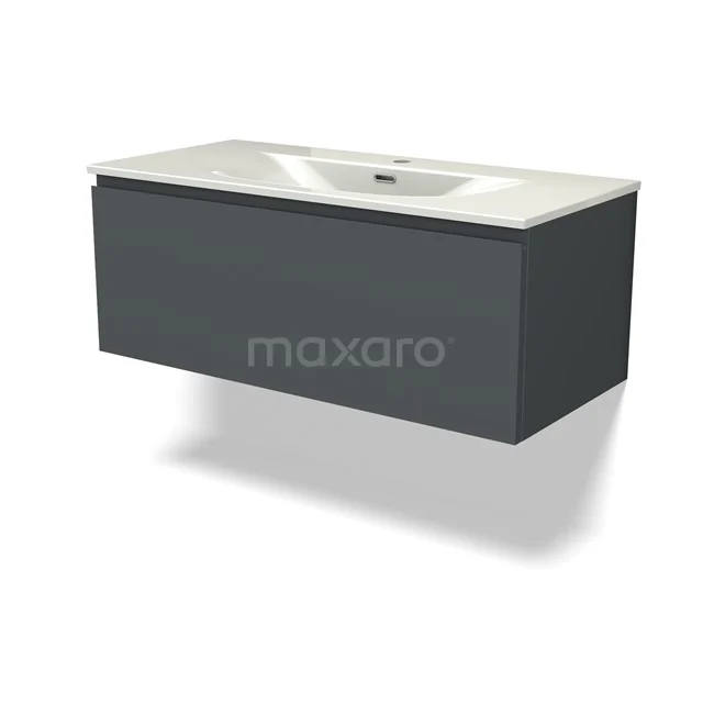 Modulo Vanity units with basin | 100 cm Dark grey Handle-less front Ceramic 1 drawer BMW11-04856