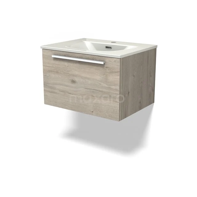 Modulo Vanity units with basin | 60 cm Light grey oak Flat front Ceramic 1 drawer BMW11-04860