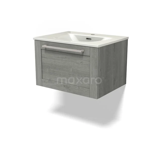 Modulo Vanity units with basin | 60 cm Grey oak Frame front Ceramic 1 drawer BMW11-04893