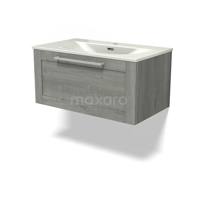 Modulo Vanity units with basin | 80 cm Grey oak Frame front Ceramic 1 drawer BMW11-04895
