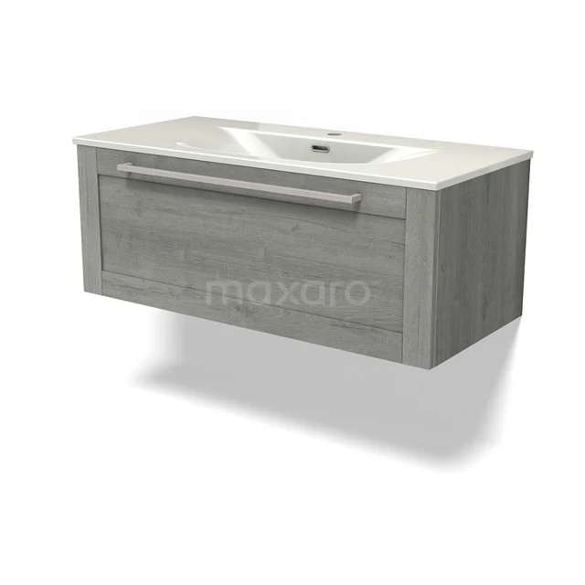 Modulo Vanity units with basin | 100 cm Grey oak Frame front Ceramic 1 drawer BMW11-04897