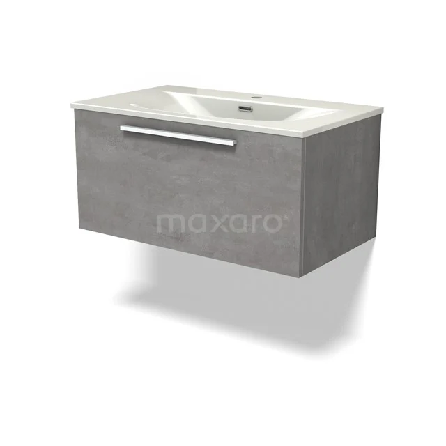 Modulo Vanity units with basin | 80 cm Light grey concrete Flat front Ceramic 1 drawer BMW11-04901