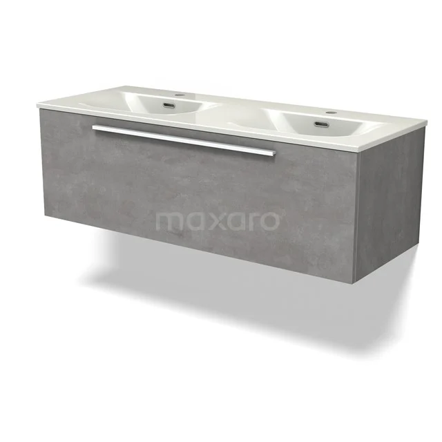 Modulo Vanity units with basin | 120 cm Light grey concrete Flat front Ceramic 1 drawer BMW11-04903