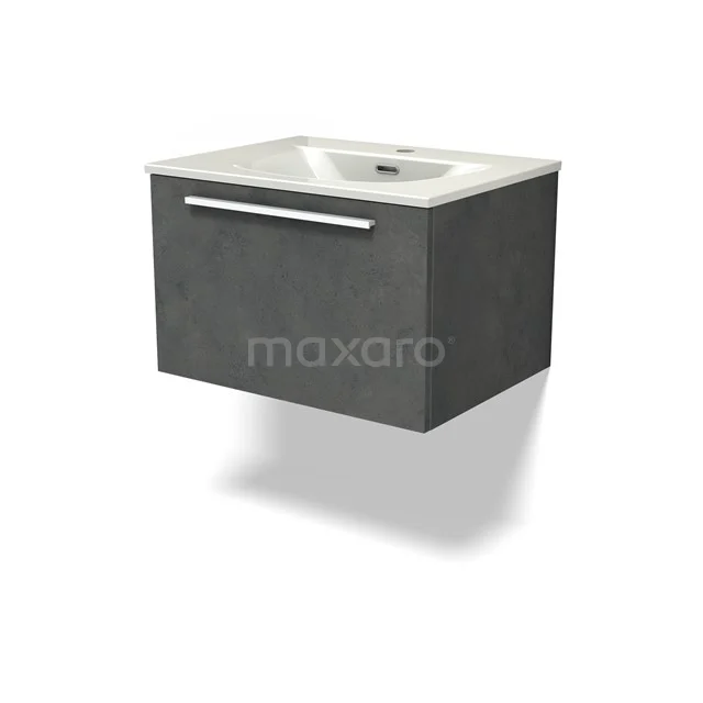 Modulo Vanity units with basin | 60 cm Dark grey concrete Flat front Ceramic 1 drawer BMW11-04904
