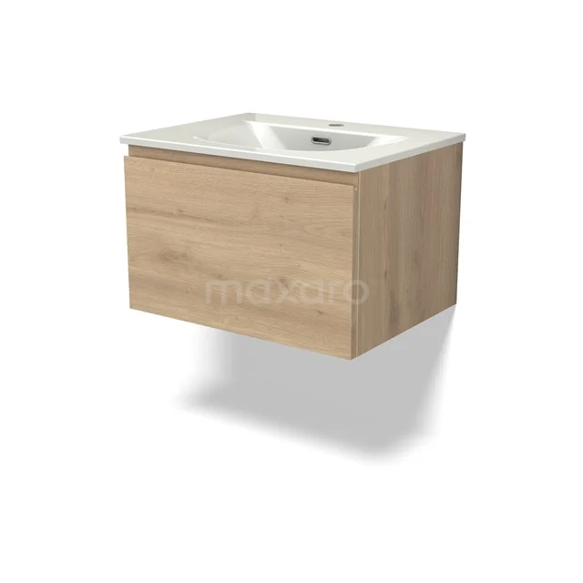 Modulo Vanity units with basin | 60 cm Light brown oak Handle-less front Ceramic 1 drawer BMW11-04908