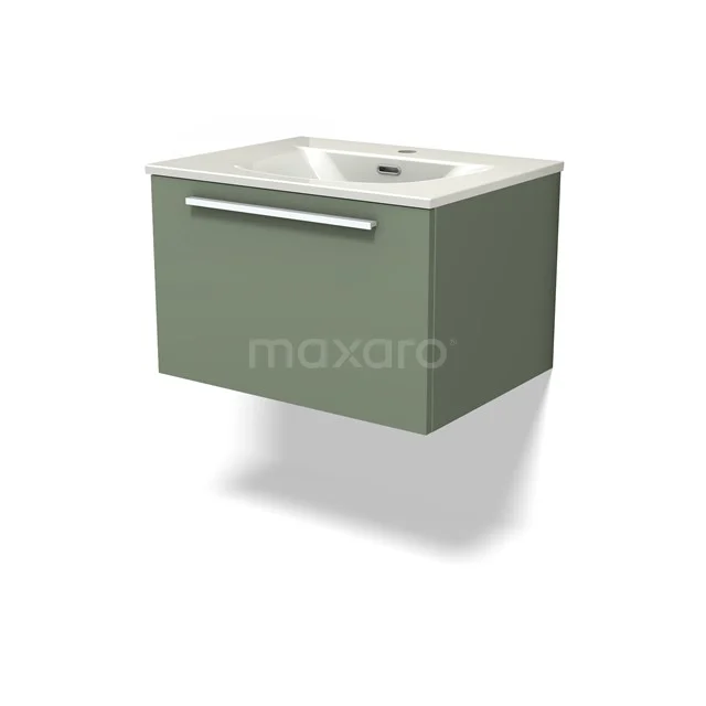 Modulo Bathroom furniture with sink | 60 cm Sage green Flat front Ceramic 1 drawer BMW11-04928