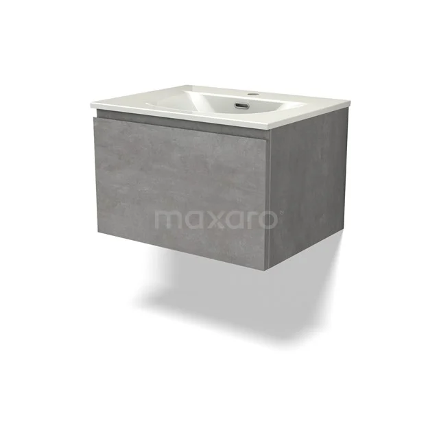 Modulo Vanity units with basin | 60 cm Light grey concrete Handle-less front Ceramic 1 drawer BMW11-04948