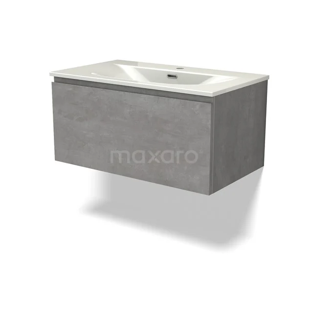 Modulo Vanity units with basin | 80 cm Light grey concrete Handle-less front Ceramic 1 drawer BMW11-04949