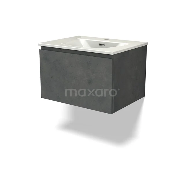 Modulo Vanity units with basin | 60 cm Dark grey concrete Handle-less front Ceramic 1 drawer BMW11-04952