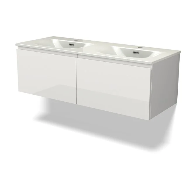 Modulo Bathroom furniture with sink | 120 cm High-gloss white Handle-less front Ceramic 2 Side-by-side drawers BMW12-01162