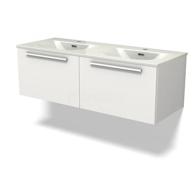 Modulo Vanity units with basin | 120 cm Matte white Flat front Ceramic 2 Side-by-side drawers BMW12-01163