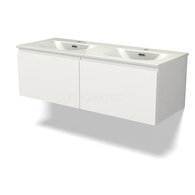 Modulo Vanity units with basin | 120 cm Matte white Handle-less front Ceramic 2 Side-by-side drawers BMW12-01165