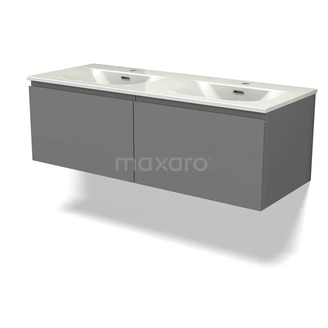 Modulo Vanity units with basin | 120 cm Mid grey Handle-less front Ceramic 2 Side-by-side drawers BMW12-01168